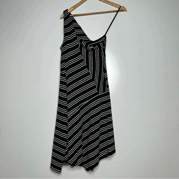 Maeve Anthropologie Moka One-Shoulder Stripe Dress Size Small - Picture 3 of 10